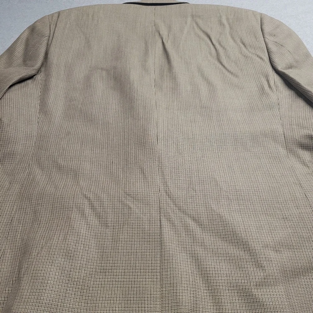 Lauren Ralph Lauren Mens Silk Wool Blend Sport Coat Blazer Tan Brown Houndstooth